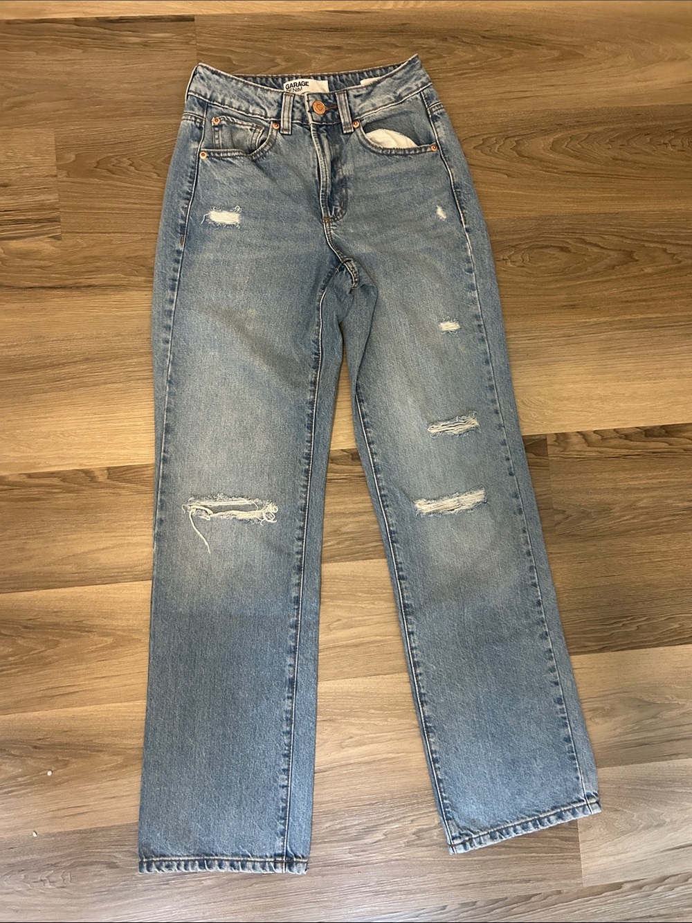 Garage H-Rise Distressed Women’s Jeans - Light Blue